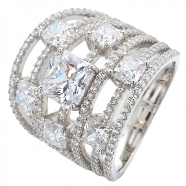 ETON Jewelry White Full cz princesse bague en pierre bague de fiançailles en argent sterling 925 