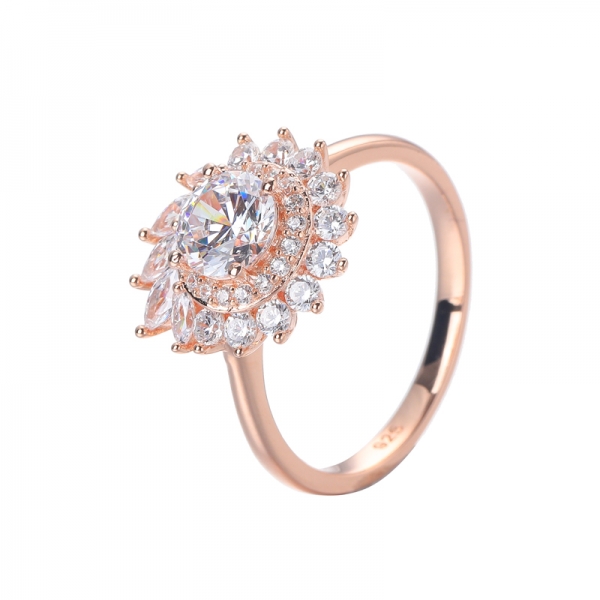 bague de fiançailles personnalisée en diamant simulé rond de 0,8 ct plaqué or rose 