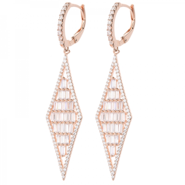 Boucles d'oreilles pendantes de mariage art déco en cristal de zircone cubique baguette pour femmes 