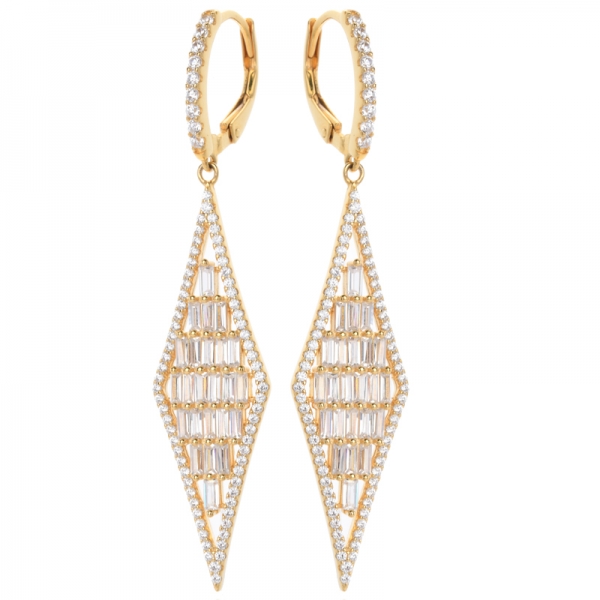 Boucles d'oreilles pendantes de mariage art déco en cristal de zircone cubique baguette pour femmes 