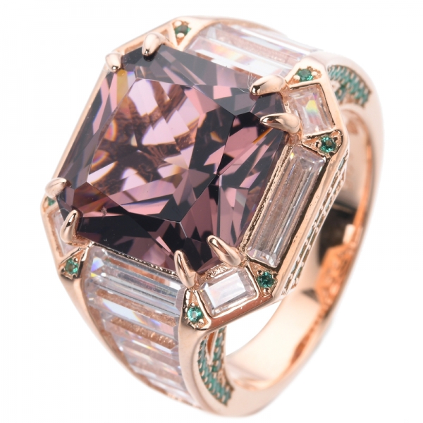 bague d'anniversaire de fiançailles en or rose avec diamant véritable et pierre de morganite véritable 