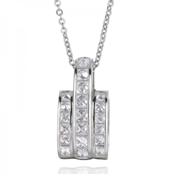 femmes 's arc-en-ciel cristal strass carré princesse bar pendentif collier
 