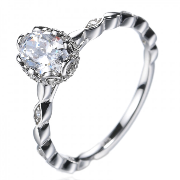 Bagues de mariage en argent sterling 925 avec diamant blanc brillant taille ovale
 
