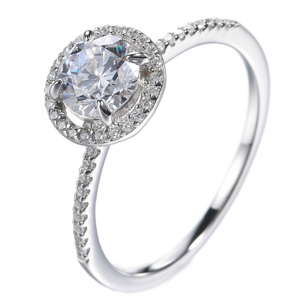 Élégante bague de mariage en diamant simulé halo coupe ronde 4/5CTW
 