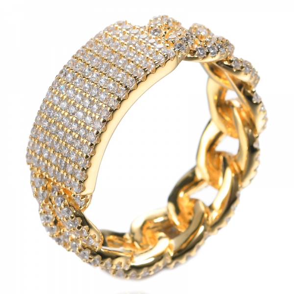Bague de mariage en argent sterling Barzel Bande large en or jaune 18 carats
 
