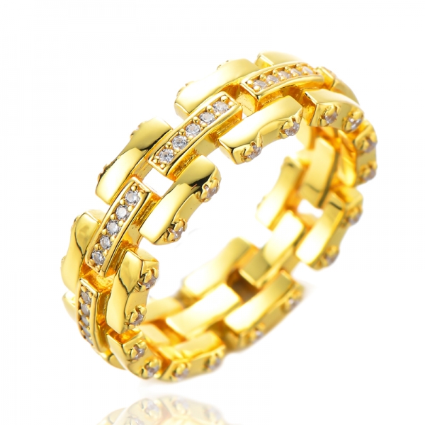 Bague d'éternité de mariage vintage pour femme avec diamant blanc rond en or jaune 