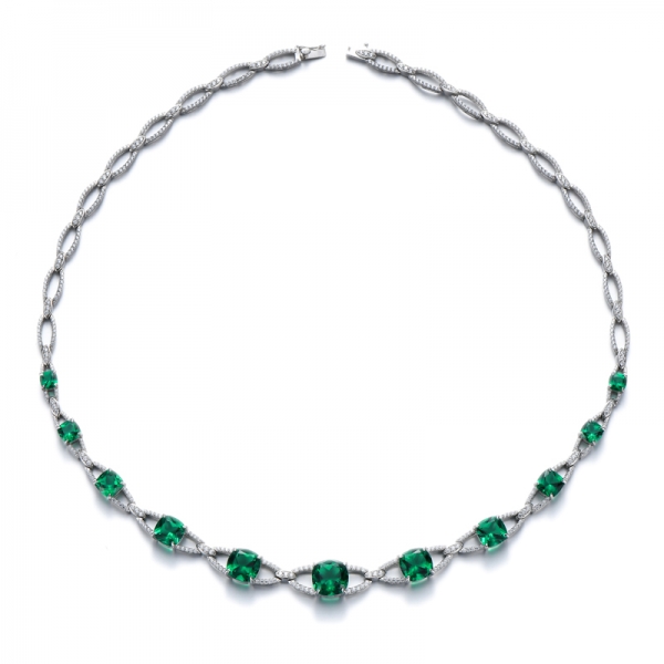 Coussin de luxe gland vert émeraude cubique zircone grand collier de mariage bijoux 
