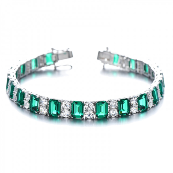 Bracelet tennis émeraude/diamant vert taille émeraude
         