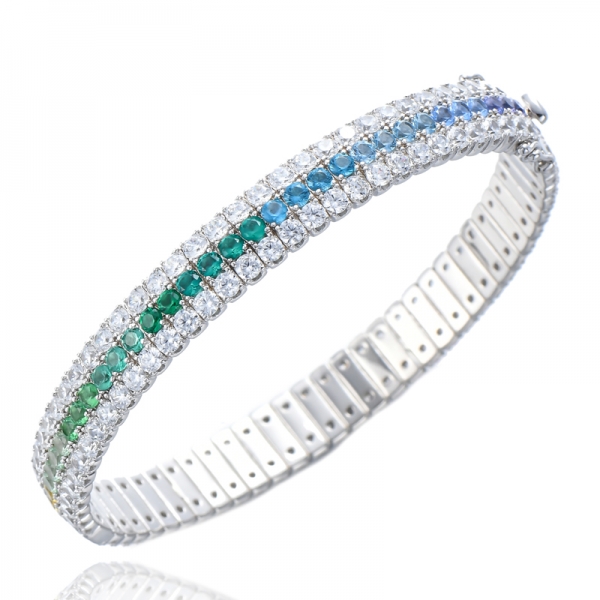 Bracelet à 3 lignes de couleur arc-en-ciel avec pierre de zircone cubique pour femme 