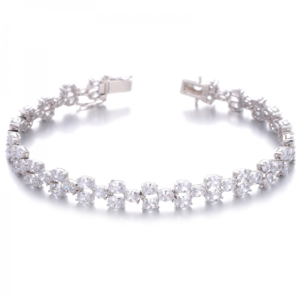 Bracelet en argent morganite nano et zircon cubique blanc de forme ovale avec placage en or rose 