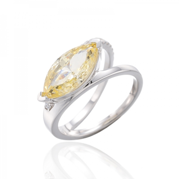 Bague Marquise Rose Clair Et Zircon Cubique Blanc Rond Argent Rhodié 