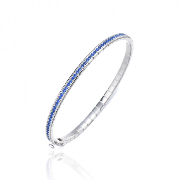 Bracelet rond en argent nano rhodié bleu 925 