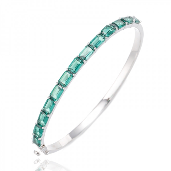 Bracelet en argent nano rhodié vert taille émeraude 