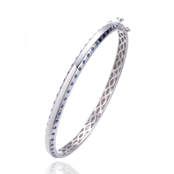 Bracelet rond en argent avec zircon cubique blanc 925 avec placage en or rose 