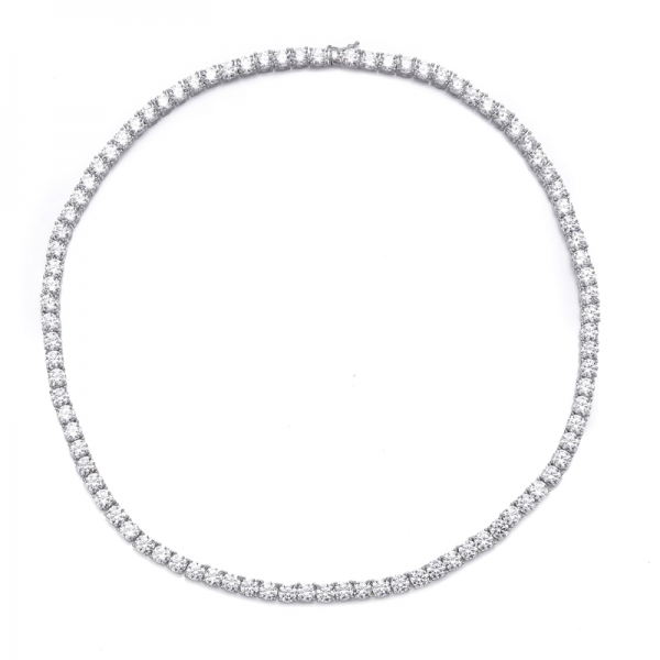 Collier rond en argent rhodié avec zircon cubique blanc 925
     