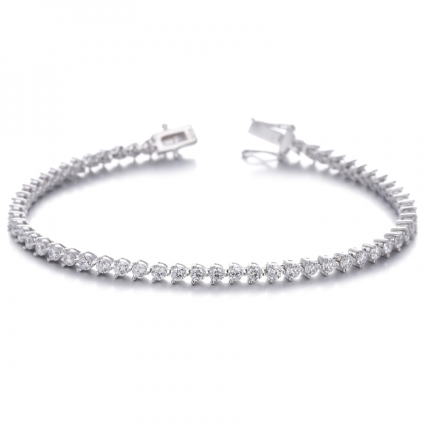 Bracelet rond en argent rhodié avec zircon cubique blanc 925
     