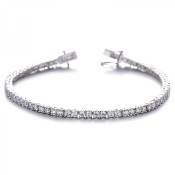 Bracelet rond en argent rhodié et zircon cubique blanc
     