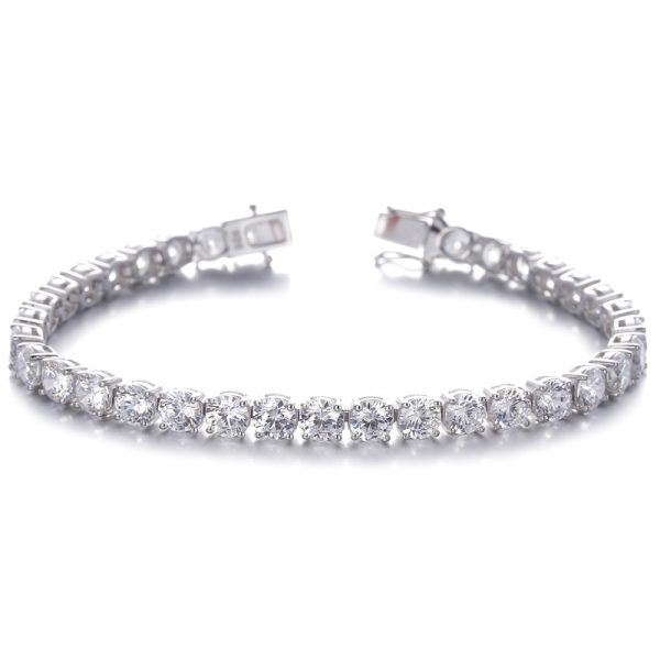 Bracelet rond en argent plaqué rhodium avec zircon cubique et tanzanite
     