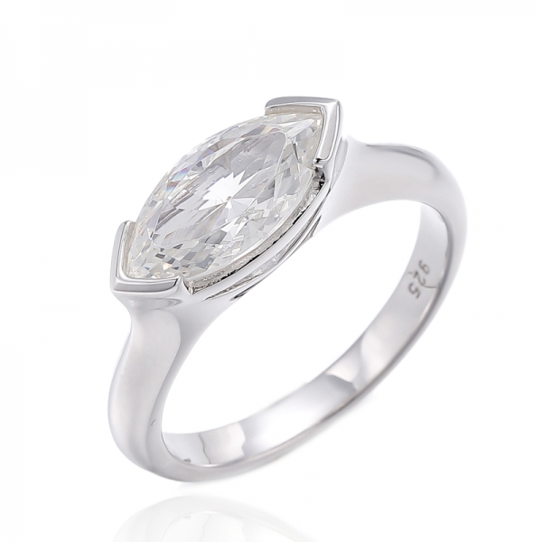 Bague Marquise Diamant Jaune Zircon Cubique Argent Rhodié
     