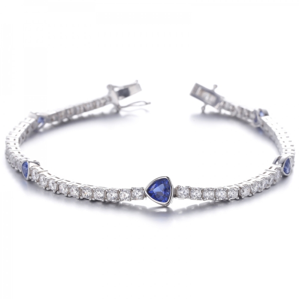 
     Bracelet en argent rhodié et zircon cubique blanc rond, couleur trillion de diamants G
     