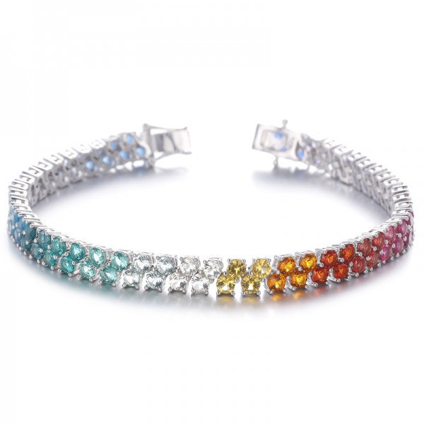 
     Bracelet rond en argent rhodié et zircon cubique de couleur arc-en-ciel
     