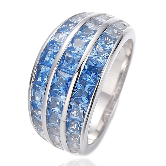 Bague en argent 925 avec zircon cubique carré arc-en-ciel et plaqué or 