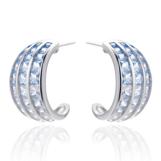 Boucles d'oreilles carrées en argent et zircon cubique arc-en-ciel plaqué or 