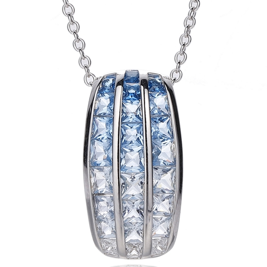 Pendentif carré en argent avec zircon cubique arc-en-ciel et placage or 
