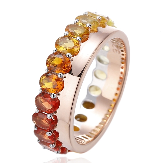 Bague ovale en argent avec zircon cubique arc-en-ciel plaqué or rose 