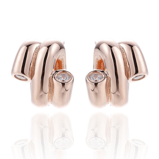 Boucles d'oreilles rondes en argent 925 avec zircon cubique blanc et placage or 