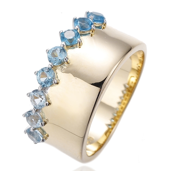Bague ronde en argent plaqué or avec zircon cubique arc-en-ciel 