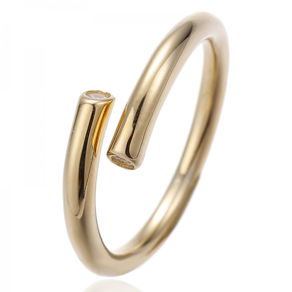 Bague ronde en argent avec zircon cubique blanc et placage or rose 