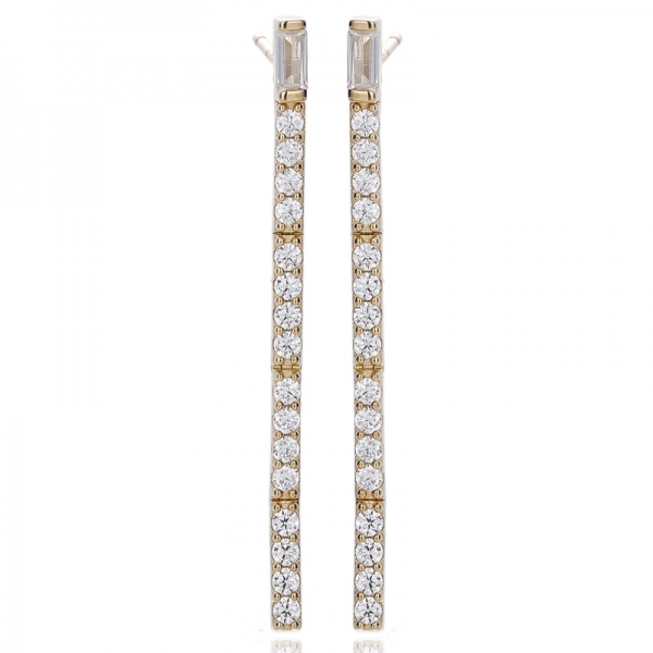 Boucles d'oreilles en argent rhodié, forme baguette et ronde, serties de zircons cubiques arc-en-ciel 