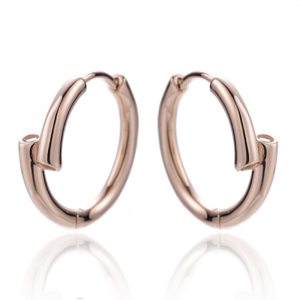 Boucles d'oreilles rondes en argent et zircon cubique blanc plaqué or rose 