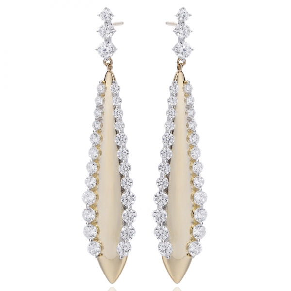 Boucles d'oreilles rondes en argent et zircon cubique arc-en-ciel plaqué or 