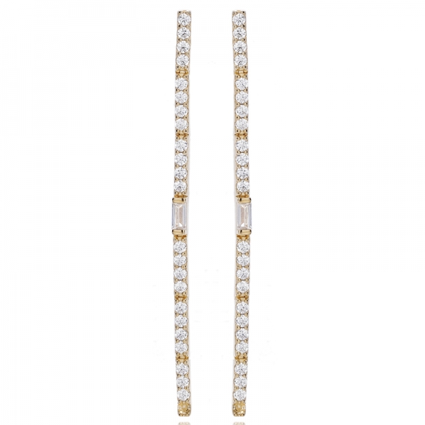 Boucles d'oreilles en argent rhodié 925 avec zircons cubiques arc-en-ciel ronds et baguettes 