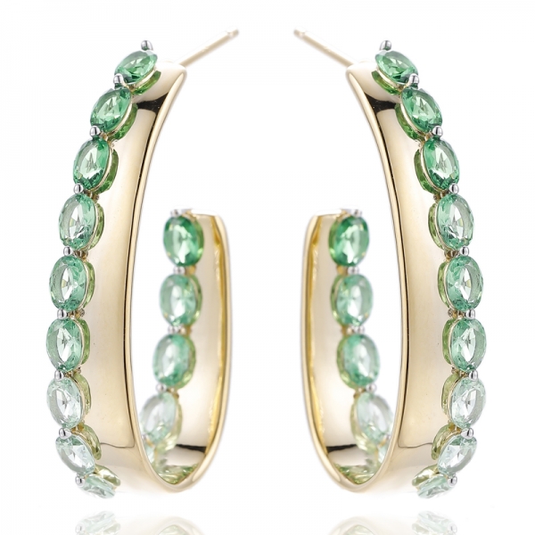 Boucles d'oreilles ovales en argent et zircone cubique arc-en-ciel plaqué or 