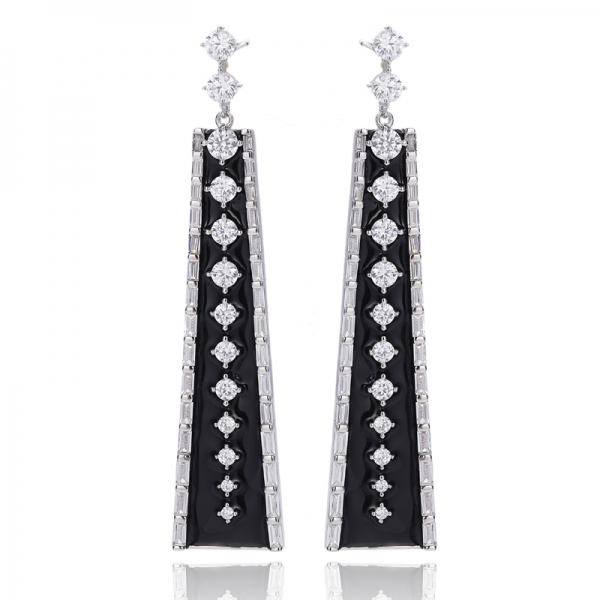 Boucles d'oreilles rondes en argent rhodié, zircons cubiques arc-en-ciel et émail arc-en-ciel 