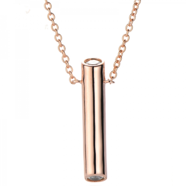 Collier rond en argent avec zircon cubique blanc et plaqué or 
