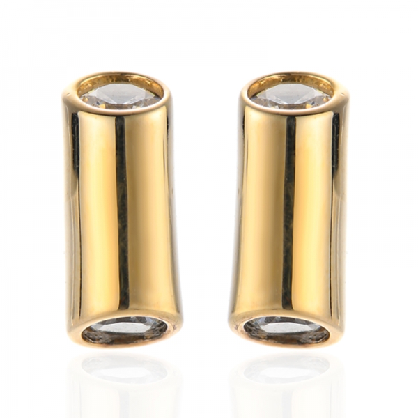 Boucles d'oreilles rondes en argent 925 avec zircon cubique blanc et placage or rose 