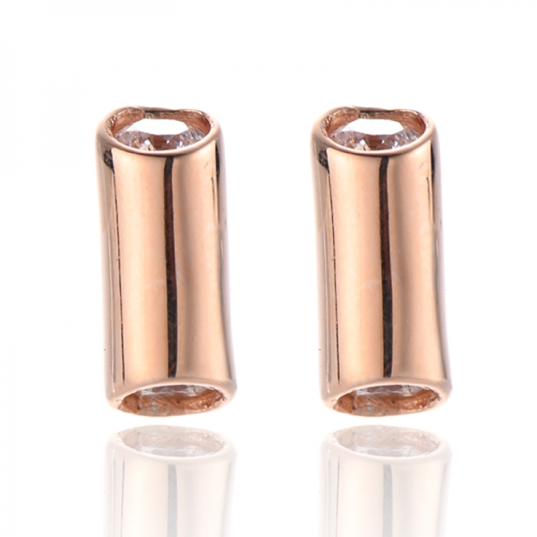 Boucles d'oreilles rondes en argent 925 avec zircon cubique blanc et placage or rose 