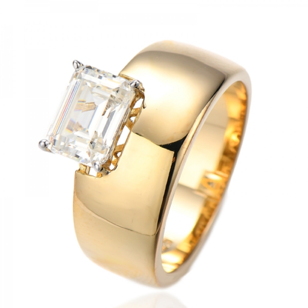 Bague en argent nano avec aigue-marine émeraude clair et placage bicolore 