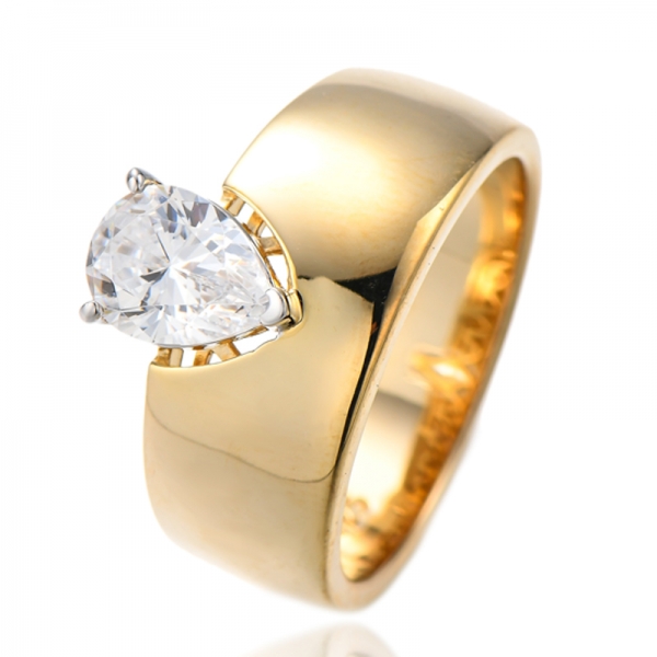 Bague en argent sertie de diamants en forme de poire et de zircons cubiques roses, plaquée deux tons 