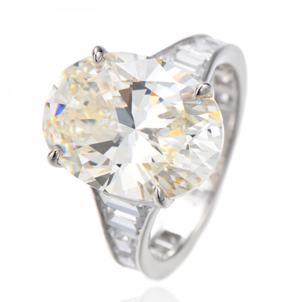 Bague en argent rhodié avec nano-aigue-marine ovale et zircon cubique blanc en forme de bateau 