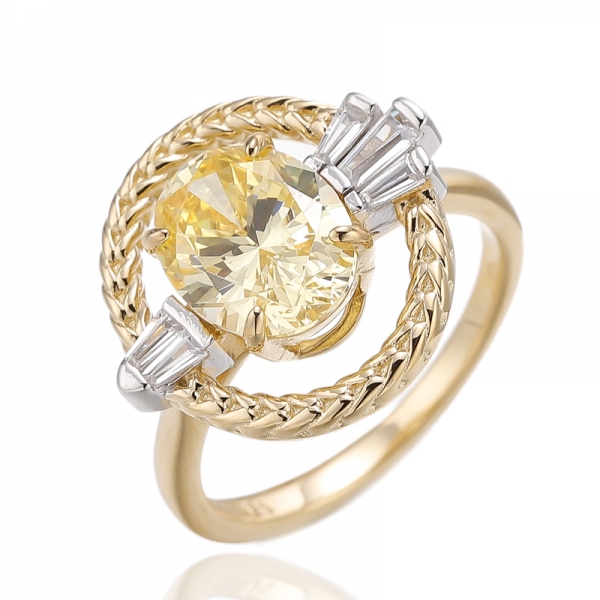 Bague en argent avec opale ovale et zircon cubique blanc conique, placage bicolore 