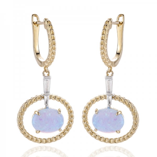 Boucles d'oreilles ovales en argent avec diamant jaune et zircon cubique blanc conique, placage bicolore 