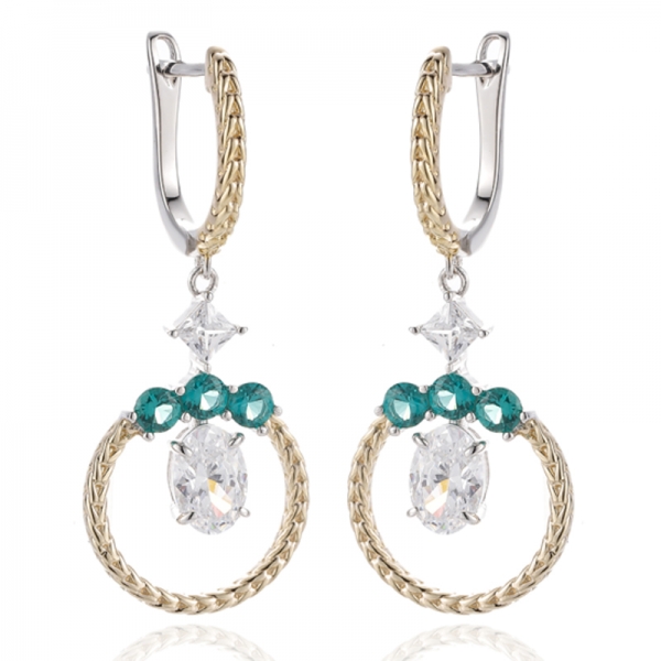 Boucles d'oreilles en argent avec opale de forme ovale et carrée et placage bicolore 