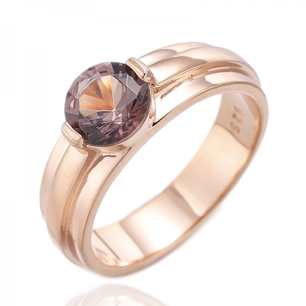 Bague ronde en morganite nano argent plaqué or rose 