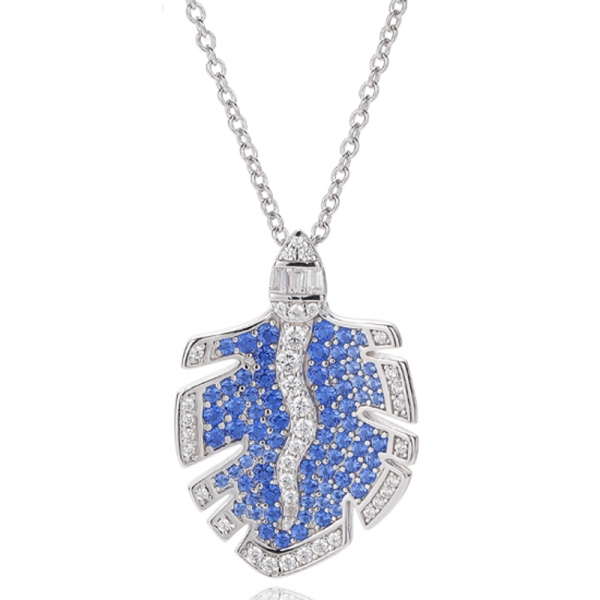 Pendentif rond en nano-zircon vert et blanc conique en argent rhodié avec zircon cubique 